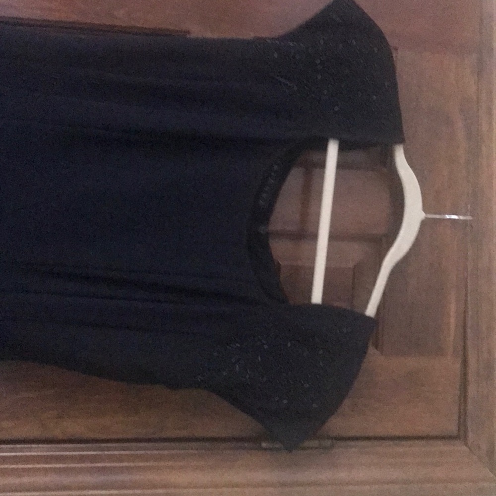Black evening dress beaded sleeves